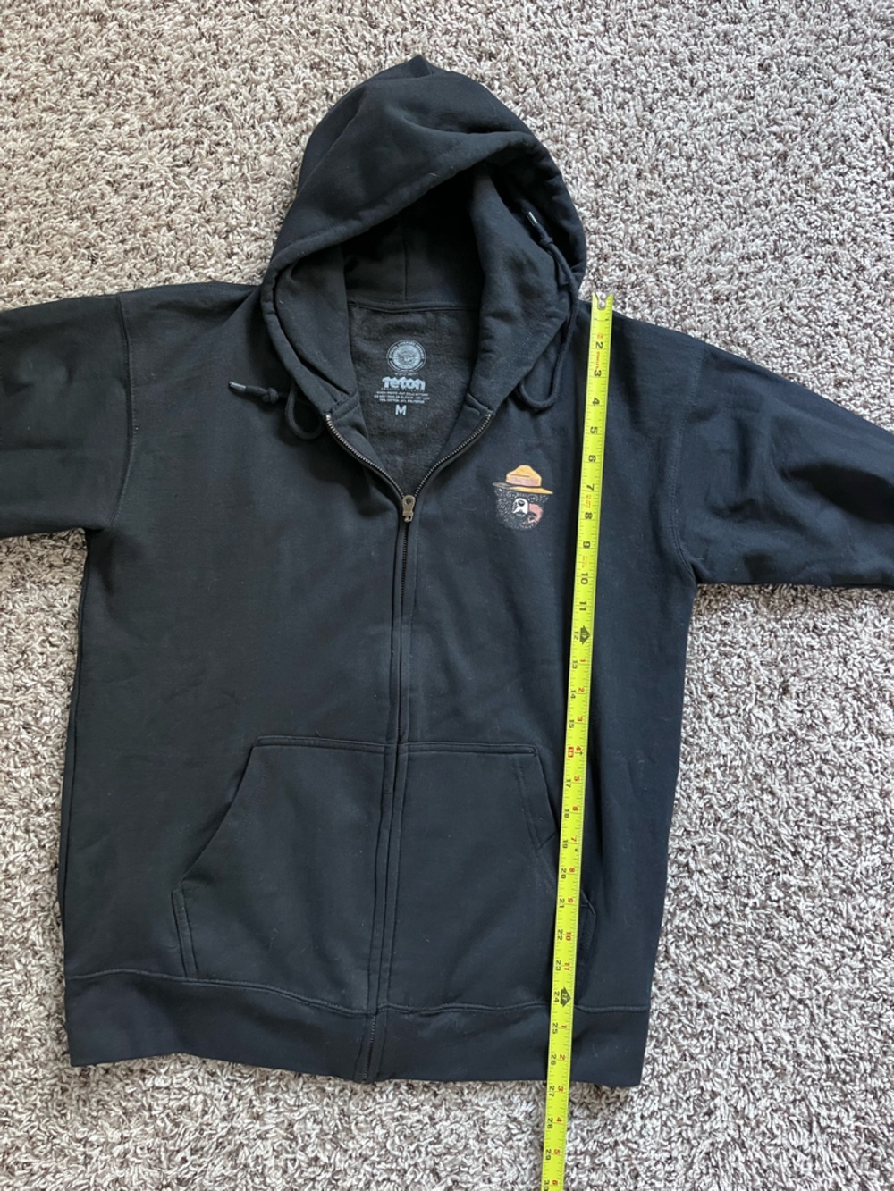 Teton Gravity Research Smokey Bear Full Zip Hoodie Mens Medium Black Fleece - Picture 6 of 6